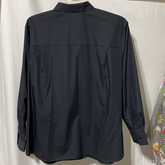 Foxcroft 20w black button down blouse nwot wrinkle free fabric cotton polyester - Picture 5 of 8